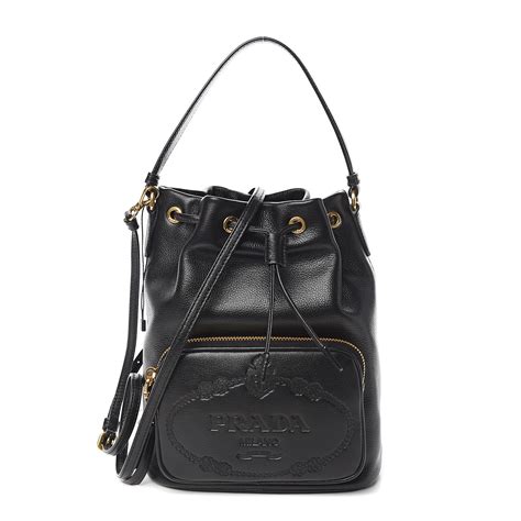 prada postina secchiello morbida|PRADA Glace Calfskin Embossed Secchiello Bucket Bag.